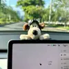 Decoraciones para el interior del coche, figuras de perros de peluche de moda, decoraciones para la consola central montadas en la pantalla, adornos lindos para el coche, juguetes de peluche