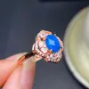 Anillo de Ópalo Azul Natural de Venta Caliente Transfronteriza Plata 925 Electrochapado Cuerpo Completo Piedra Principal 6X8Mm Venta Directa de Fábrica