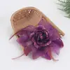 2025 Seis Hojas Cabeza de Flor Grande Sombrero de Flor Ropa de Flor Amazon Moda Europea y Americana Tela Brillante Pluma Flor Artificial 910