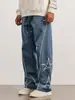 Calça Esportiva Europeia e Americana Transfronteiriça Masculina Primavera e Verão Nova Calça Casual Bordada Calça Reta Solta Retrô Americana 2009