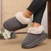 Chinelos de pelúcia de algodão com listras verticais para homens e mulheres, antiderrapantes de inverno, forrados com fleece, sapatos de casa, sapatos de algodão espessos e quentes