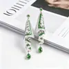 Pendientes con Forma de Falda de Pedrería Brillante Estilo Étnico Yanbai para Mujer, Exquisitos Pendientes de Estilo Festivo con un Toque de Alta Gama, Accesorios para Orejas Únicos y Personalizados