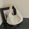 Bolsa tote de poá, estilo despojado, de grande capacidade, para mulheres, perfeita para o outono, com design retrô em veludo cotelê, versátil e estilosa, podendo ser carregada como bolsa de ombro ou sacola de braço.