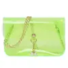 Bolsa Transparente Cuadrada Pequeña Color Caramelo Fresca y Sencilla Bolso Cruzado de Moda con Cadena de Perlas Personalizada Bolso Pequeño para Teléfono Móvil para Mujer