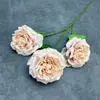 Flor Artificial de Lichi Rosa de 3 Cabezas para Decoración de Salón de Bodas, Arreglo para el Hogar, Rosa Serigrafiada, Adorno de Flores Artificiales Transfronterizo al por Mayor