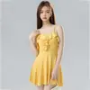 Traje de Baño para Mujer de Alta Gama Estilo Coreano Ins de Una Pieza Color Puro Tirantes Sexy Espalda Descubierta Adelgazante para la Playa Cubre Vientre