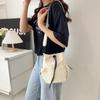 Novo Estilo Bolsa de Ombro Simples Cor Sólida Estilo Coreano Ins Cordão Portátil Bolsa Balde Moda Grande Capacidade Casual Transversal
