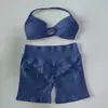 Yu An Set de Fitness de 2 Piezas para Mujer Talla Pequeña Sujetador Deportivo Sujetador de Yoga Shorts Deportivos de Cintura Alta Conjunto Deportivo Sin Costuras