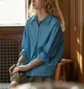 Camisa Lano Basic com Gola Dupla, Blusa Estilosa Dopamina para Camadas Retro Outerwear para Mulheres, Versátil para o Outono