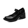 Sapatos Mona Mary Jane com Solado Grosso e Salto Bloco para Mulheres, Saltos Altos Estilo Francês, Sapatos Femininos para Uniforme JK, Sapatos com Bico Largo, Em Estoque, Estilo Retrô