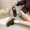 Zapatos Forrest Gump para mujer 2026 nuevo estilo con cordones suela blanda estampado de leopardo bloques de color retro Maillard versátiles planos ligeros transpirables