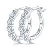 Pendientes de Plata S925 con Moissanita Completamente Incrustados de Venta Caliente Transfronteriza, Pendientes de Aro Brillantes de Alta Gama de Fila Única Estilo Hip-Hop Europeo y Americano para Mujer