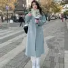 Abrigo de lana liso de otoño e invierno transfronterizo con bolsillo, diseño de doble botonadura de alta gama y a la moda, abrigo largo de lana al por mayor