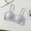 Sutiã push-up respirável fino com alças finas e decote baixo para mulheres, sem aro, com costas grandes em formato U, bojos fixos, sutiã confortável