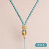 Cordón colgante trenzado hecho a mano con nudo de piña dorada, cuerda ajustable para collar para hombres y mujeres, colgante de jade con sombrero de flor DIY