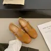 Sapatos Mary Jane estilo retrô com tira em T para mulheres, novo modelo primavera e outono 2026, bico redondo, sapatos de salto único simples e versáteis, sapatos de couro pequenos, mocassins