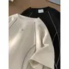 Camiseta Masculina de Verão com Manga Curta e Meia Manga Ajuste Estilo Americano Design Ean Desconstruído Peso Pesado Cl Marca Tendência Camiseta Camurça High Street Temporada