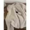 Suéter de punto suave y cómodo de piel de mapache para mujer, de invierno de alta gama, corte relajado, top de punto de lana, capa base