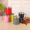 Caneca de aço inoxidável 304 com camada dupla de plástico spray com alça, para café de escritório, copo térmico, importada
