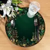 Mantel de Navidad Nuevo Transfronterizo, Mantel Redondo de Lino con Borde Ondulado, Mantel Impreso, Paño para Taza, Decoración Navideña