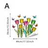 Adesivos de vidro transparentes com céu estrelado, plantas em vasos florescendo o ano todo, tulipas, borboletas, adesivos eletrostáticos para janelas, adesivos de vidro para decoração de primavera
