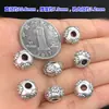 Prata Pura s999 Flor Pequena Retrô Contas com Furo Grande Separadas Contas Lisas Corda de Mão Trançada Pulseira Colar Acessórios DIY Feitos à Mão