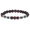 Moda Transfronteriza Pulsera para Hombre Ojo de Tigre Rojo 8mm Geométrica Mina de Hierro Roja Pulsera Jade Imán Más Vendida Piedra Bilis Negra