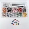 Pedido mínimo de 300 juegos, 10 colores, ojales de cobre de 5 mm de diámetro interior, ojales metálicos coloridos, juego de herramientas para ojales