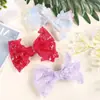 Pinza para el cabello de lentejuelas de colores 3D con lazo para niñas, Pinza para coleta que no daña el cabello, Accesorio para el cabello de rendimiento hecho a mano