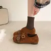Birkenstocks Outono Feminino 2026 Sapatos Baixos para o Trabalho Moda Retrô Confortáveis Fivela Novos Versáteis Camurça Casual
