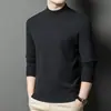 Suéter de inverno transfronteiriço novo estilo, alta qualidade, imitação de lã para homens, gola alta, tricô quente, suéter casual de cor sólida para homens jovens e de meia-idade