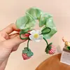 Gomita Dulce Flor de Fresa, Lazo para el Cabello de Niña de Organza, Accesorios para el Cabello de Princesa para Niños al por Mayor