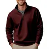 Blusas Masculinas Transfronteiriças Outono e Inverno Moda Casual Moletons Cor Sólida Versátil Gola Alta Tops com Zíper