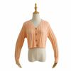 Suéter de Punto de Felpa de Mohair Retorcido para Mujer Blogger Street Corto Acortado de Manga Larga con Cuello en V para Otoño e Invierno