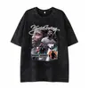 Camiseta Vintage Lavada con Logo Personalizado, Estampado Hip-Hop Streetwear Americano Transfronterizo, Camiseta de Manga Corta Estilo Ins para Hombre Tallas Grandes
