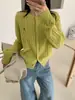 Nuevo Suéter Coreano de Otoño 2026 Color Sólido 100% Lana con Bordado de Caballo, Cuello Redondo, Manga Larga, Cárdigan de Punto Versátil para Mujer