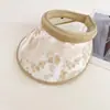 Visera Sombrero de Ala Ancha con Estilo de Pintura a Tinta para Mujer, Nuevo Estilo Chino de Verano con Protección UV para Actividades al Aire Libre