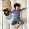 Pijama para Niños y Niñas Categoría a Primavera y Otoño Cuello Redondo Dibujos Animados Set de Ropa Interior Bebé 280g Lana Pull-Up Ropa para el Hogar