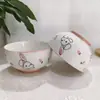 Tigelas e Pratos de Cerâmica para Uso Doméstico, Tigelas para Refeição, Tigelas para Macarrão, Pratos de Servir, Cor Sob Esmalte, Tigelas e Pratos Fofos de Morango, Tigelas para Arroz, Pratos para Frutas