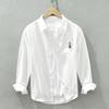 1378 Camisa Casual de Manga Larga de Color Sólido Estilo Japonés Versátil Artística Bordado de Oso Chaqueta de Manga Larga Venta al por Mayor