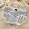Estilo Retro Francês Renda Pura Desejo Menina Bolinhas Calcinha Seda Gelada Roupa Íntima Feminina Algodão Puro Gancho Laço Senhoras