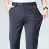 Pantalones Casuales para Hombre No Planchar Elásticos en Cuatro Direcciones Verano Delgado Seda de Hielo Corte Ajustado Recto Pantalones de Negocios Pantalones Delgados de Verano para Hombre