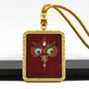 Colar Pingente Thangka Pintado à Mão Dourado Deus Amarelo da Riqueza Deus Preto da Riqueza Olho do Dharma Olho do Deus de Cinco Caminhos Thangka Artesanal Venda por Atacado