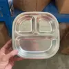 [Liquidación] Plato de Cena Infantil de Acero Inoxidable Plato de Comida para Bebé Dibujos Animados Caja de Almuerzo Portátil Compartimentada para el Hogar y Estudiantes