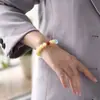 Pulsera de Cera de Abeja Natural, Pulsera de Aguamarina Roja del Sur para Mujer, Plata 925 Gruesa Chapada en Oro