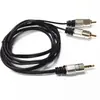 Cabo de áudio de cabeça de liga de alumínio de 1,5 m 3,5 mm um minuto duas voltas cabo AV Lotus duplo cabo de alto-falante de computador cabo de áudio