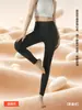Leggings de acetato e cashmere de cintura alta para mulheres, calças grossas de algodão com forro de fleece, calças térmicas com patches quentes de outono e inverno de cintura alta para homens