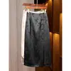 Nueva Falda Jacquard de Satén de Acetato Estilo Chino con Botones Tradicionales Chinos para Mujer, Nueva Falda de Línea A con Abertura que se Ajusta a la Cadera, Principios de Primavera 2026