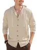 Camisa con Capucha de Lino para Hombre Amazon Estilo Nuevo Europeo Americano Color Sólido Casual Cardigan de Manga Larga Chaqueta Sencilla Hombre