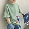 Camiseta de Manga Curta para Meninos Moda Verão Tendência Top de Algodão Estiloso de Meia Manga para Meninos